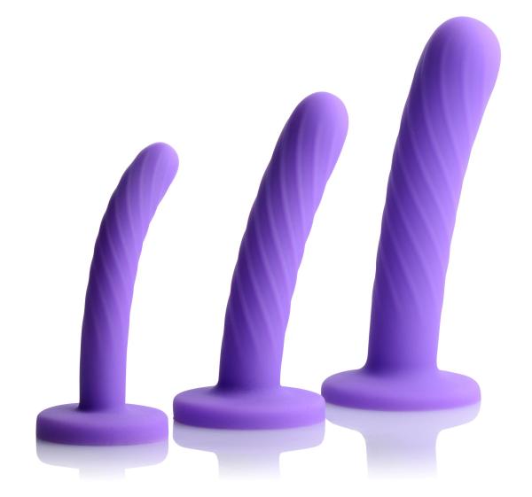 Conjunto de 3 vibradores de silicone Tri-Play na cor roxa