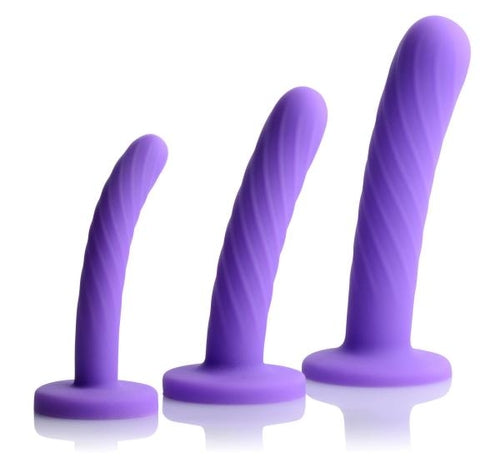 Conjunto de 3 vibradores de silicone Tri-Play na cor roxa
