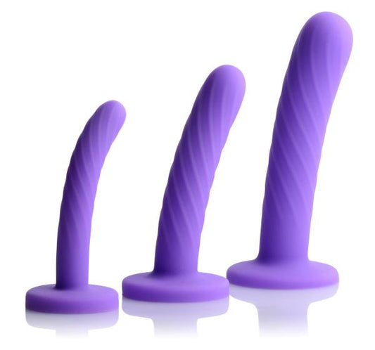 Conjunto de 3 vibradores de silicone Tri-Play na cor roxa